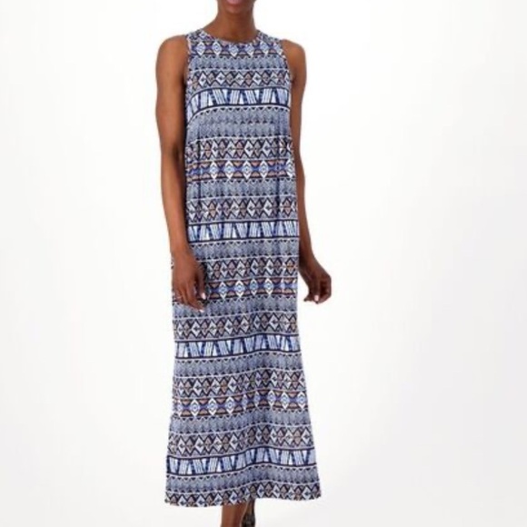 Koolaburra by Ugg Blue Printed Sleeveless Knit Maxi Dress M - Picture 1 of 7